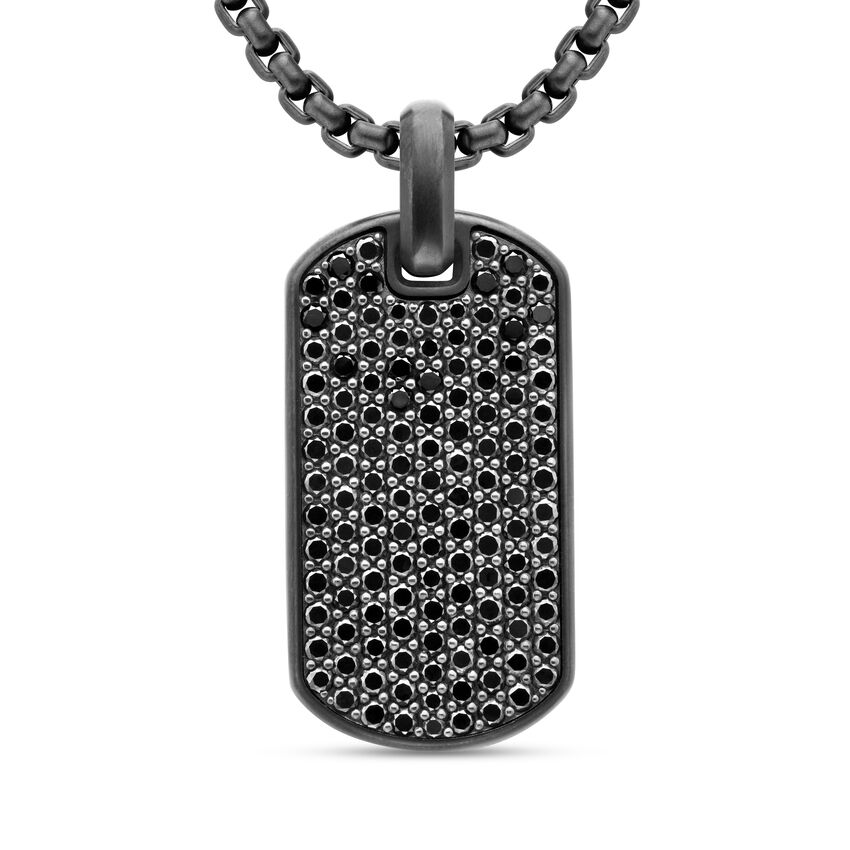 Chevron Tag in Black Titanium with Black Diamonds, 35mm