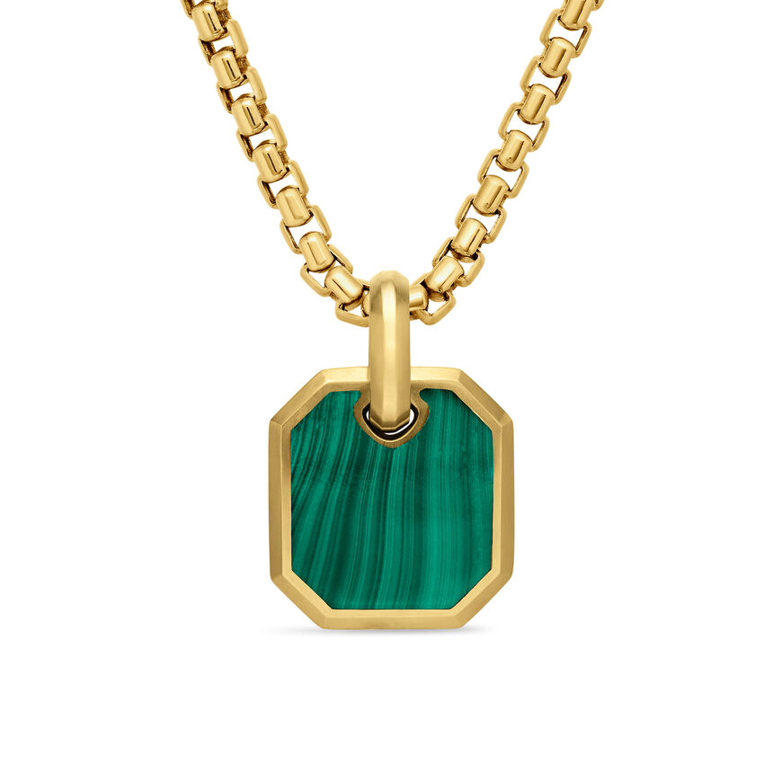 Roman Amulet in 18K Yellow Gold with Malachite, 15mm