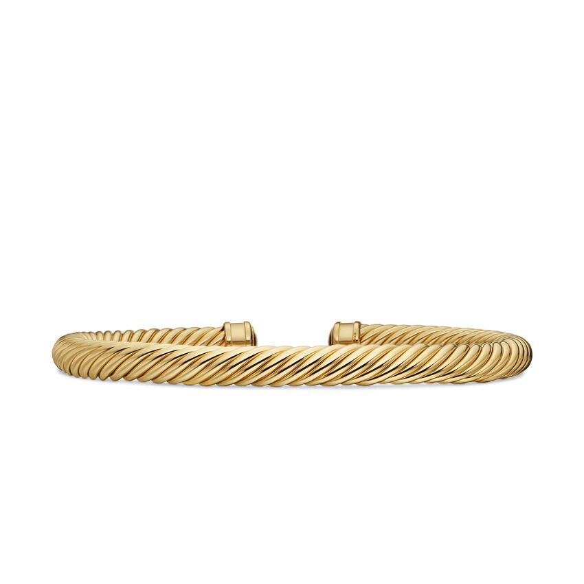 Cable Cuff Bracelet in 18K Yellow Gold, 7mm