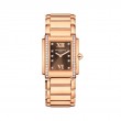 18K Rose Gold Quartz  Bwn Dia Dial Dia Bezel Rectangular Dia Case 0.66 De Vvs