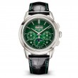 Pt 41Mm Wind Manual Green Dial Day Month Moonphase Subdials Black Alligator Strap