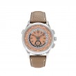 Ss 41Mm Auto World Time Opaline Dial Brown Strap