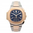 Ss 18K Rose Gold 40Mm  Auto Nautilus Chronograph Date Blue Dial
