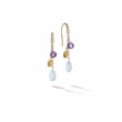 18K Yellow Gold Blue Topaz Gemstone and Diamond Drop Earrings