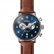 Canfield Chronograph 43MM Watch With Blue Dial And Cognac Leather Strap