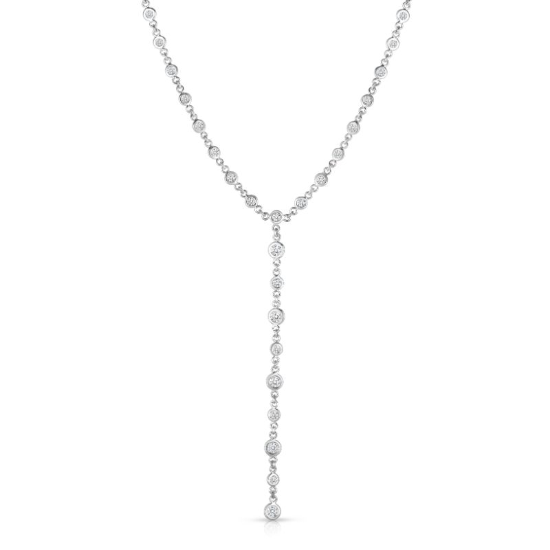 18K White Gold Coin Classics Collection Diamonds By The Inch \"Y\" Necklace