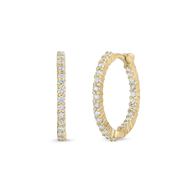 18K Yellow Gold 22mm Inside Outside Hoop Earrings