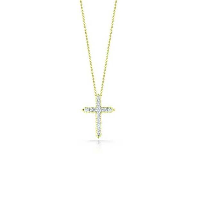 18K Yellow Gold Diamond Cross Necklace