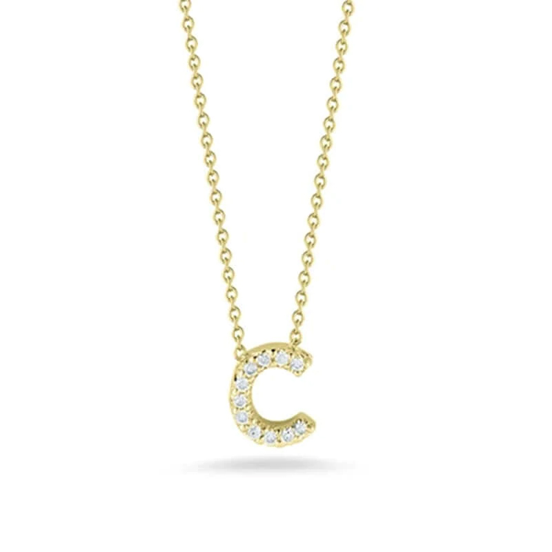 18K Yellow Gold Love Letter Collection Diamond "C" Initial Necklace