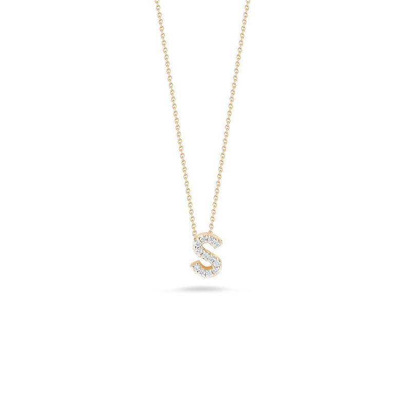 18K Yellow Gold Love Letter Collection Diamond "S" Initial Necklace