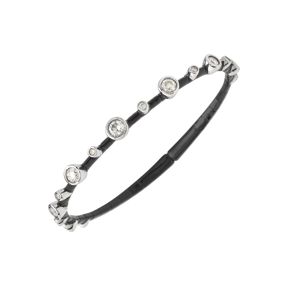 Mariani Blackened white Gold and Diamond Bangle Bracelet
