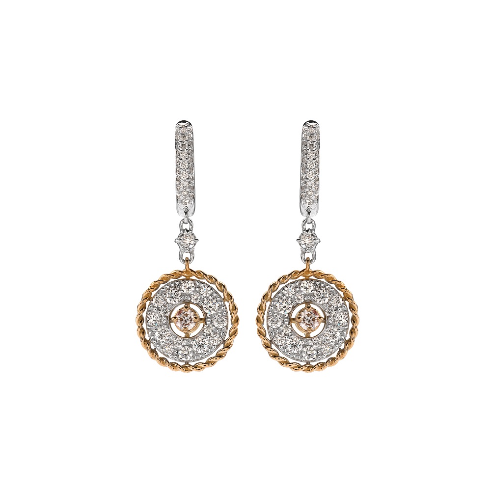 Mariani White and Yellow Gold Diamond Drop Earrings