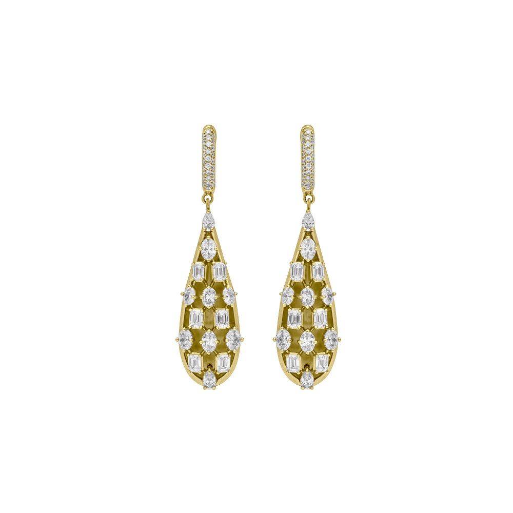 Mariani Yellow Gold Diamond Drop Earrings