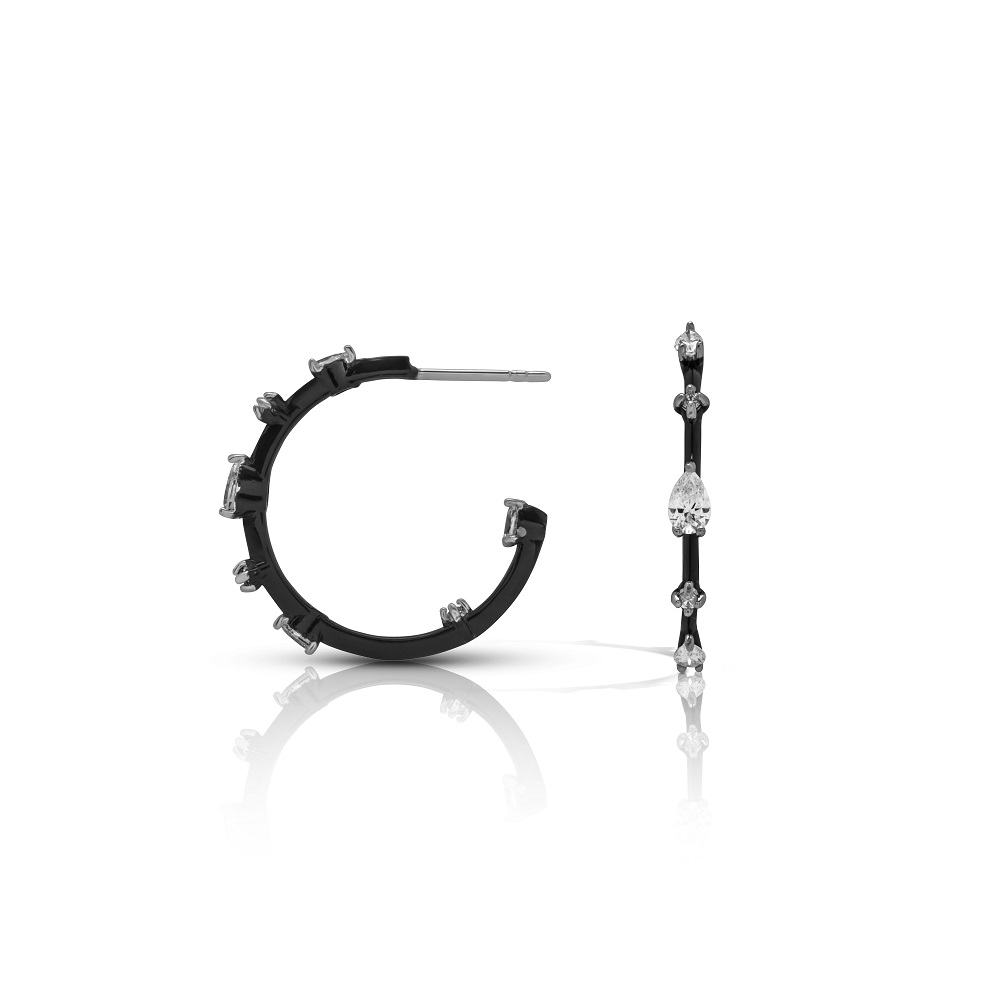 Mariani Blackened White Gold Diamond Hoop Earrings