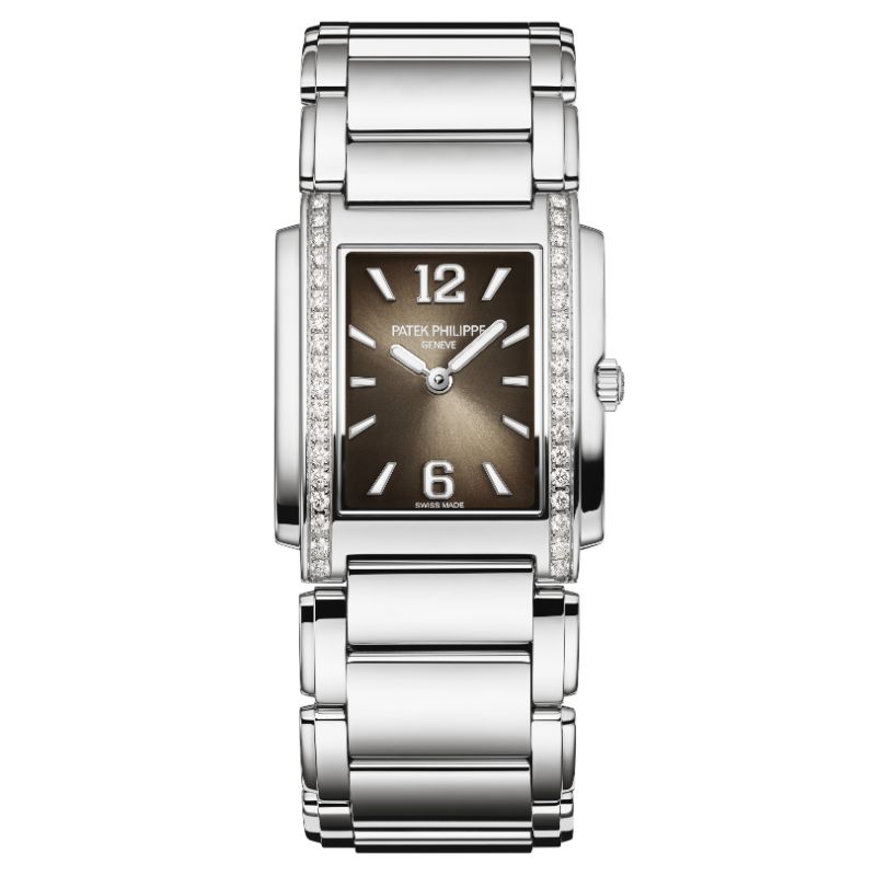 0.47 D-E Vvs SS Quartz Gray Dial Rectangular Diamond Case