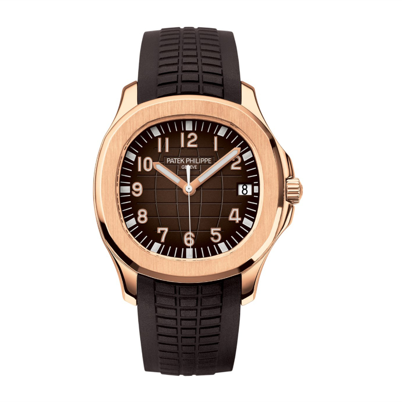 18K Rose Gold 40Mmauto Brown Dial   Aquanaut Brown Composite Strap