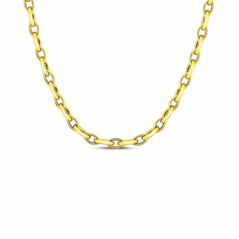 18K Yellow Gold Almond Link Necklace
