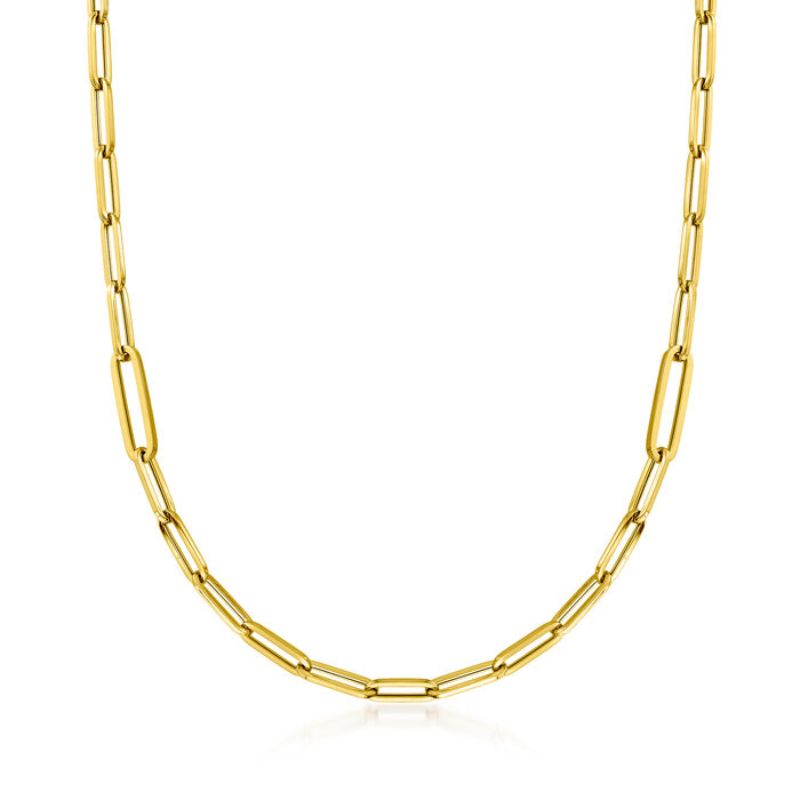 18K Yellow Gold Paperclip Link Necklace