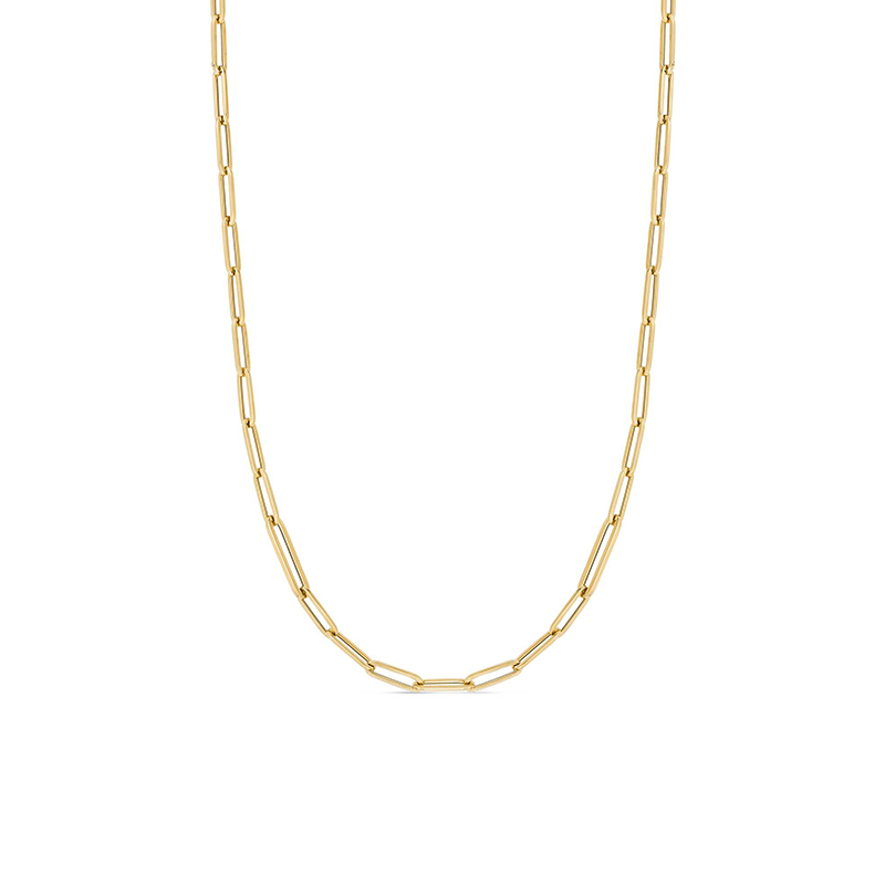 18K Yellow Gold High Polish Paperclip Link Necklace