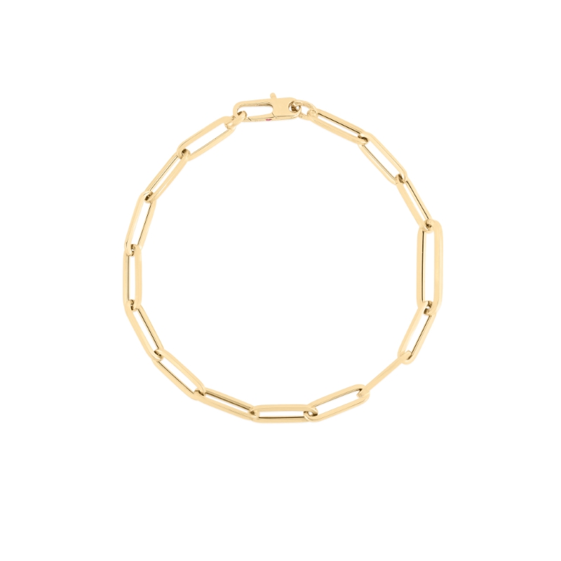 18K Yellow Gold Oval Paperclip Link Bracelet