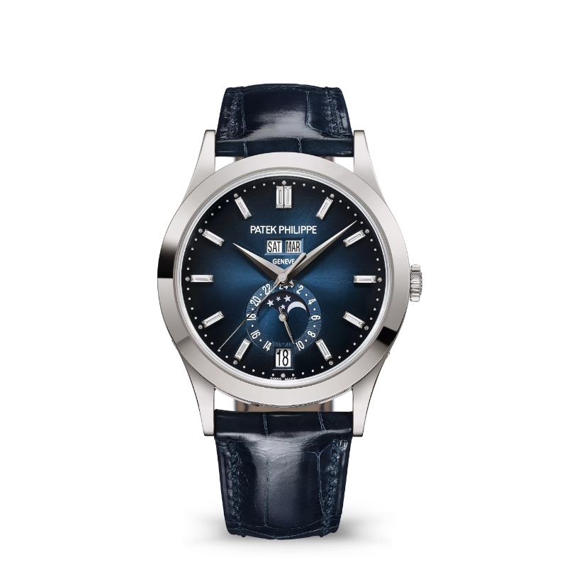 18W PATEK PHILIPPE ANNUAL CALENDAR BLUE DIA DIAL WATCH - 5396G-017