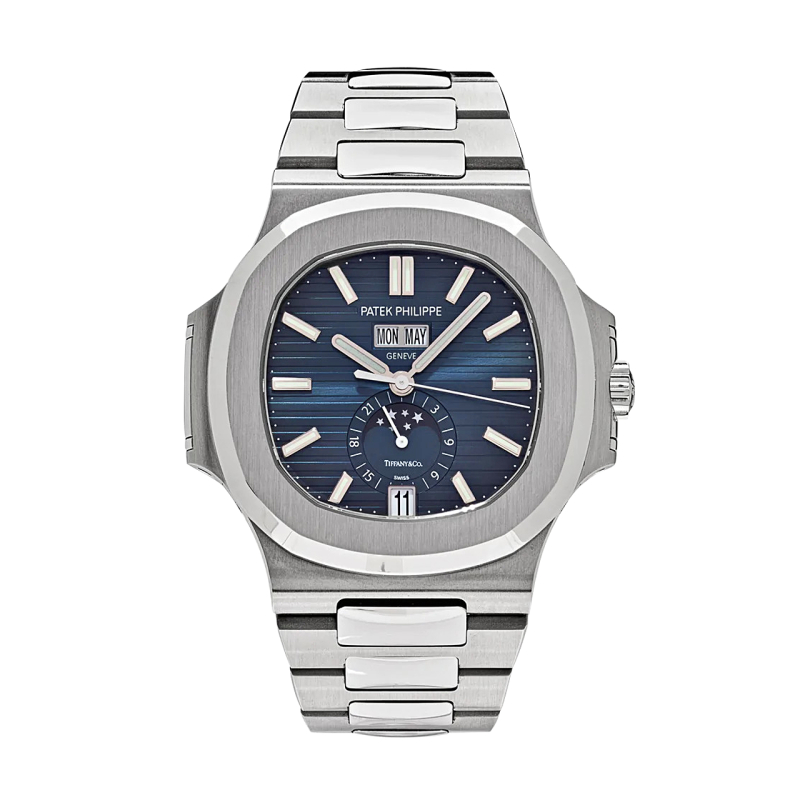 Ss 40.5Mm Auto Blue Dial Bracelet Nautilus Annual Calendar Moon Phase