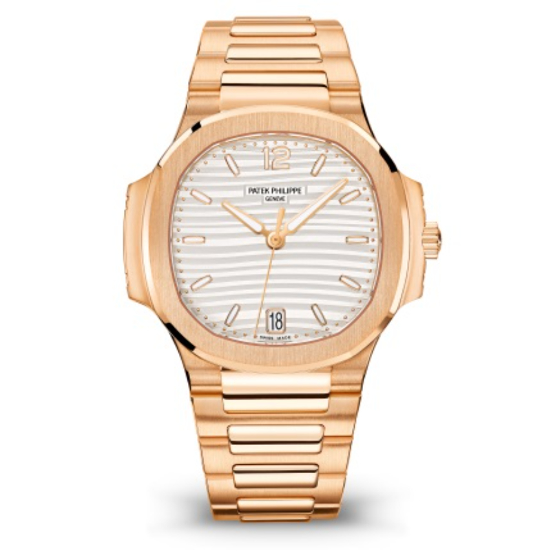 18K Rose Gold Auto 35.2Mm Nautilus Silver Opaline