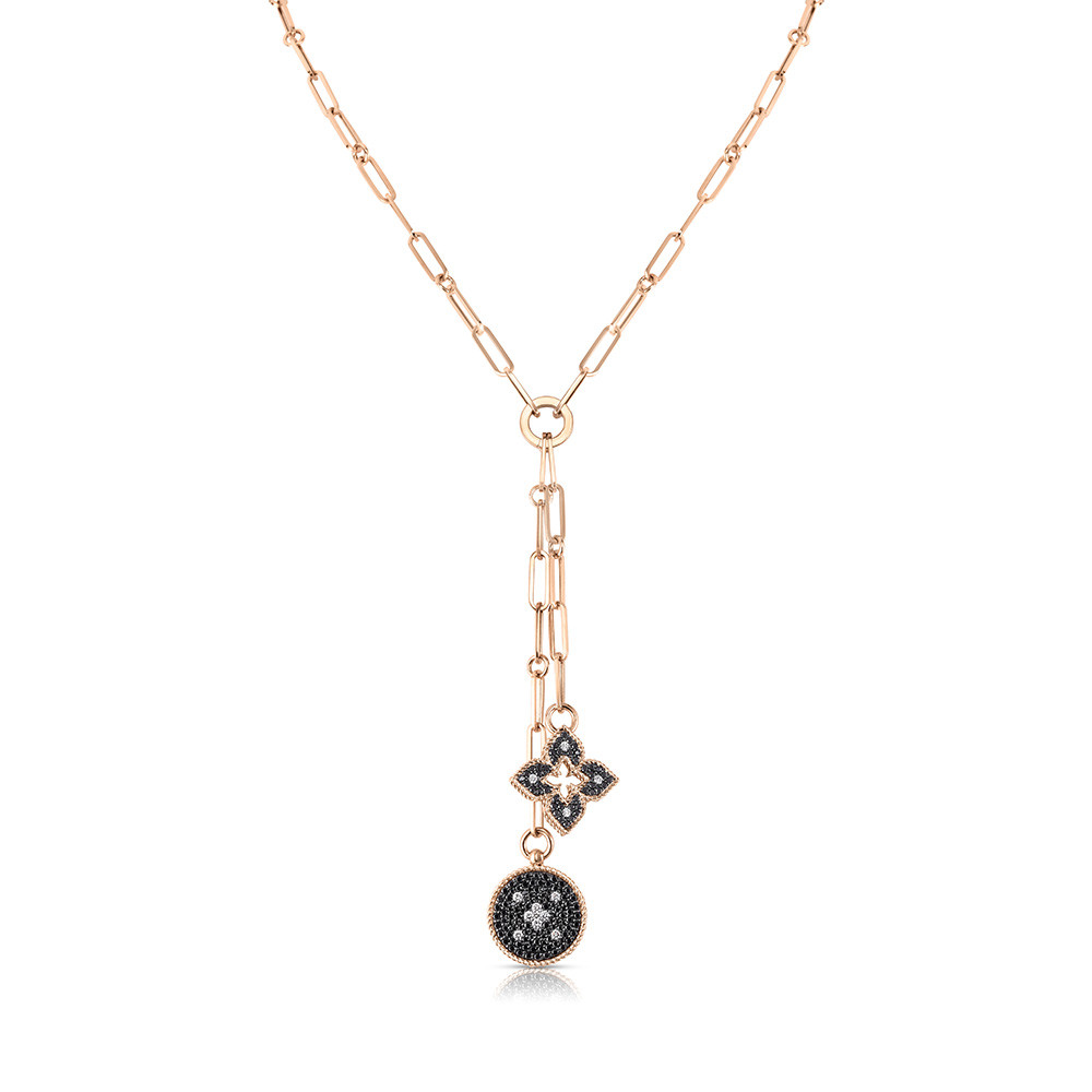 18K Rose Gold Venetian Princess Collection Diamond Medallion Necklace