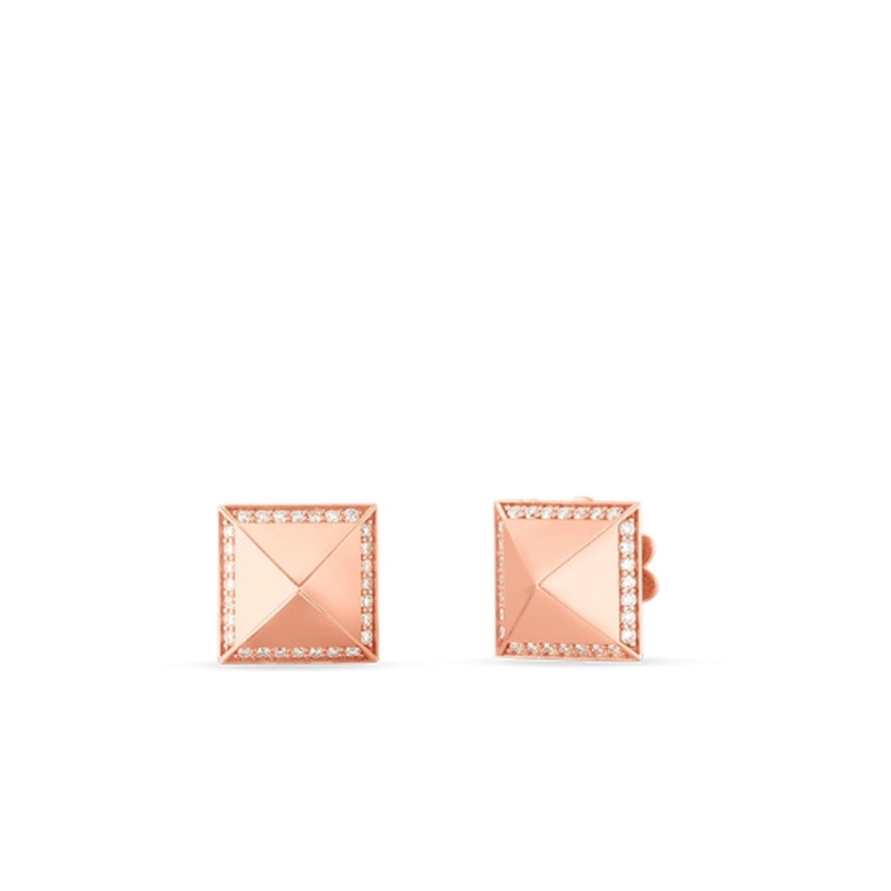 18K Rose Gold Obelisco Collection Diamond Stud Earrings