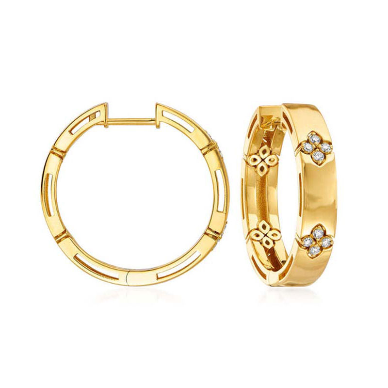18K Yellow Gold Love in Verona Collection Diamond Hoop Earrings