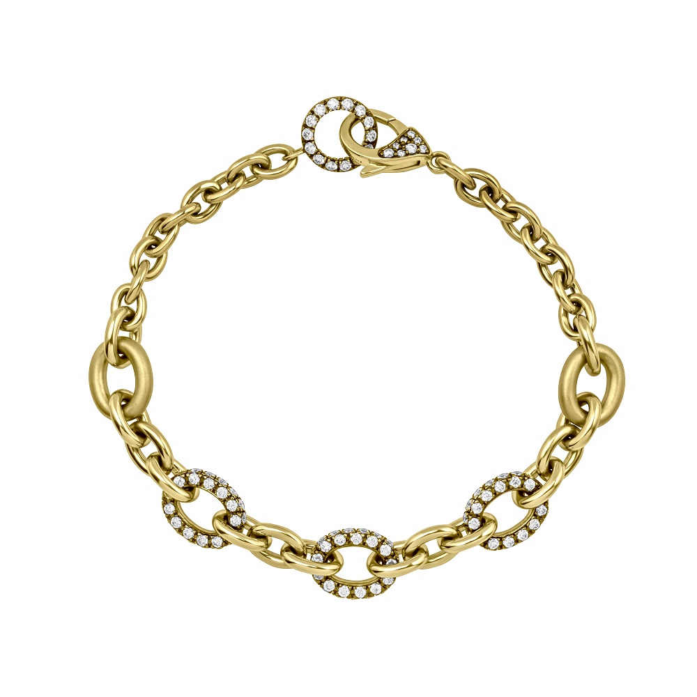 Mariani Yellow Gold Black Rhodium and Diamond Charm Bracelet