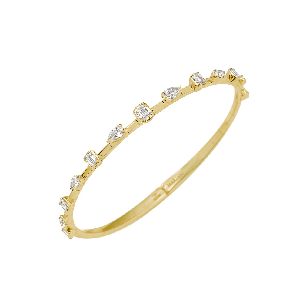 Mariani Yellow Gold and Diamond Oval Bangle