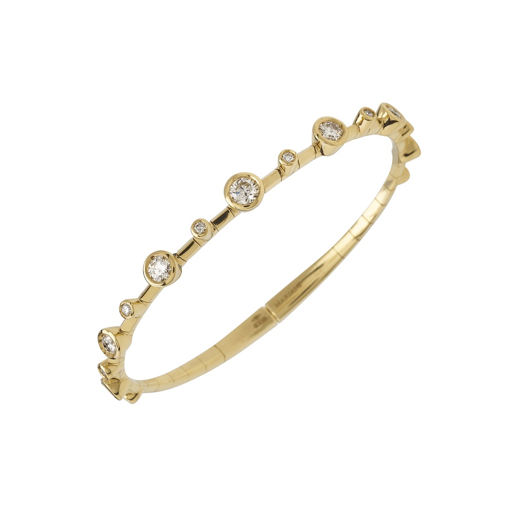 Mariani Yellow Gold and Diamond Round Bangle