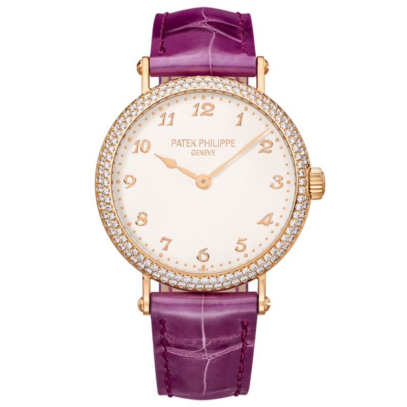 18K Rose Gold 34.6Mm Dia Bzl Purple Strap Calatrava