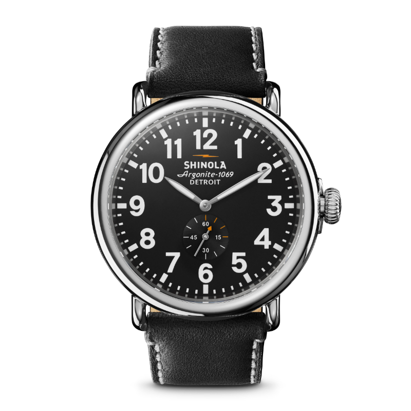 Runwell 47mm, Black Leather Strap Watch - S0110000012