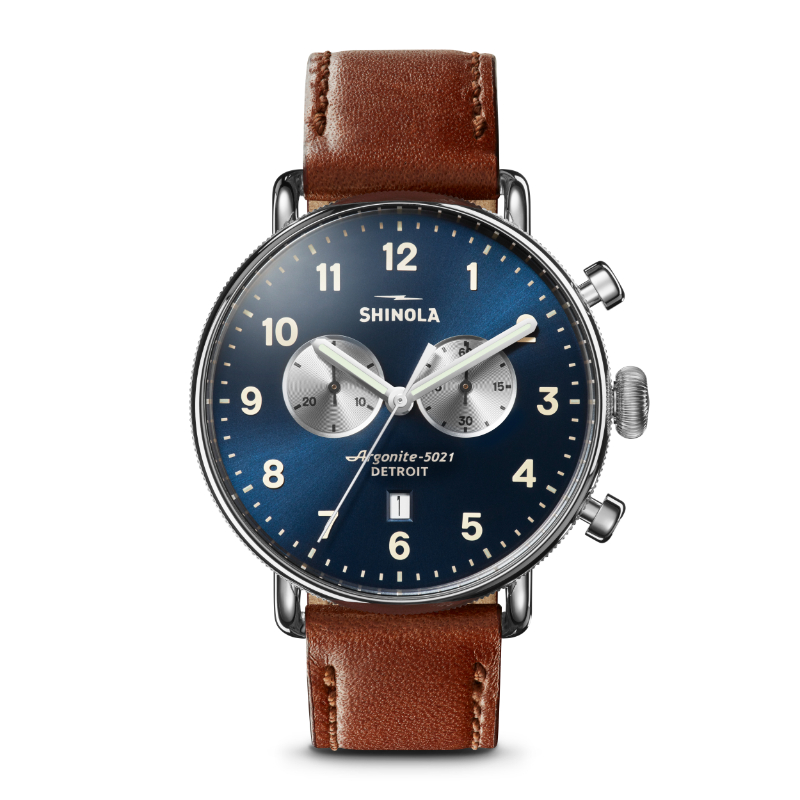 Canfield Chrono 43mm, Dark Cognac Leather Strap Watch - S0120001940