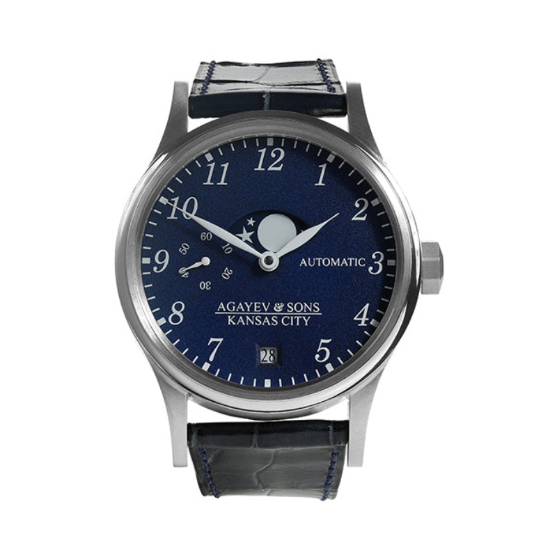 40mm Watch with Stainless Steel Case, Blue Dial and Blue Alligator Strap