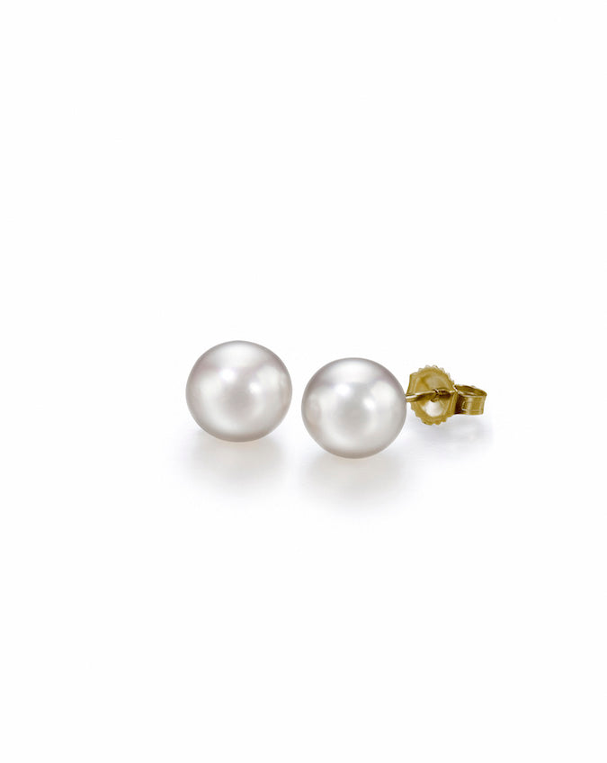 18K Yellow Gold Akoya Pearl Stud Earrings