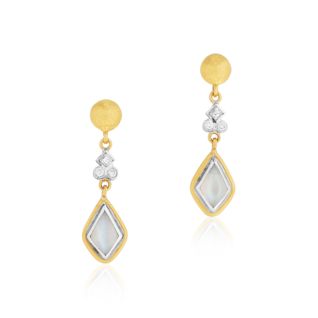 Classic Sparkly Diamond Studs in Solid 14k Yellow Gold | Cluster - Ruby Lane
