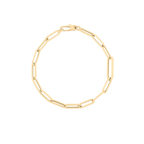 18K Yellow Gold Oval Paperclip Link Bracelet
